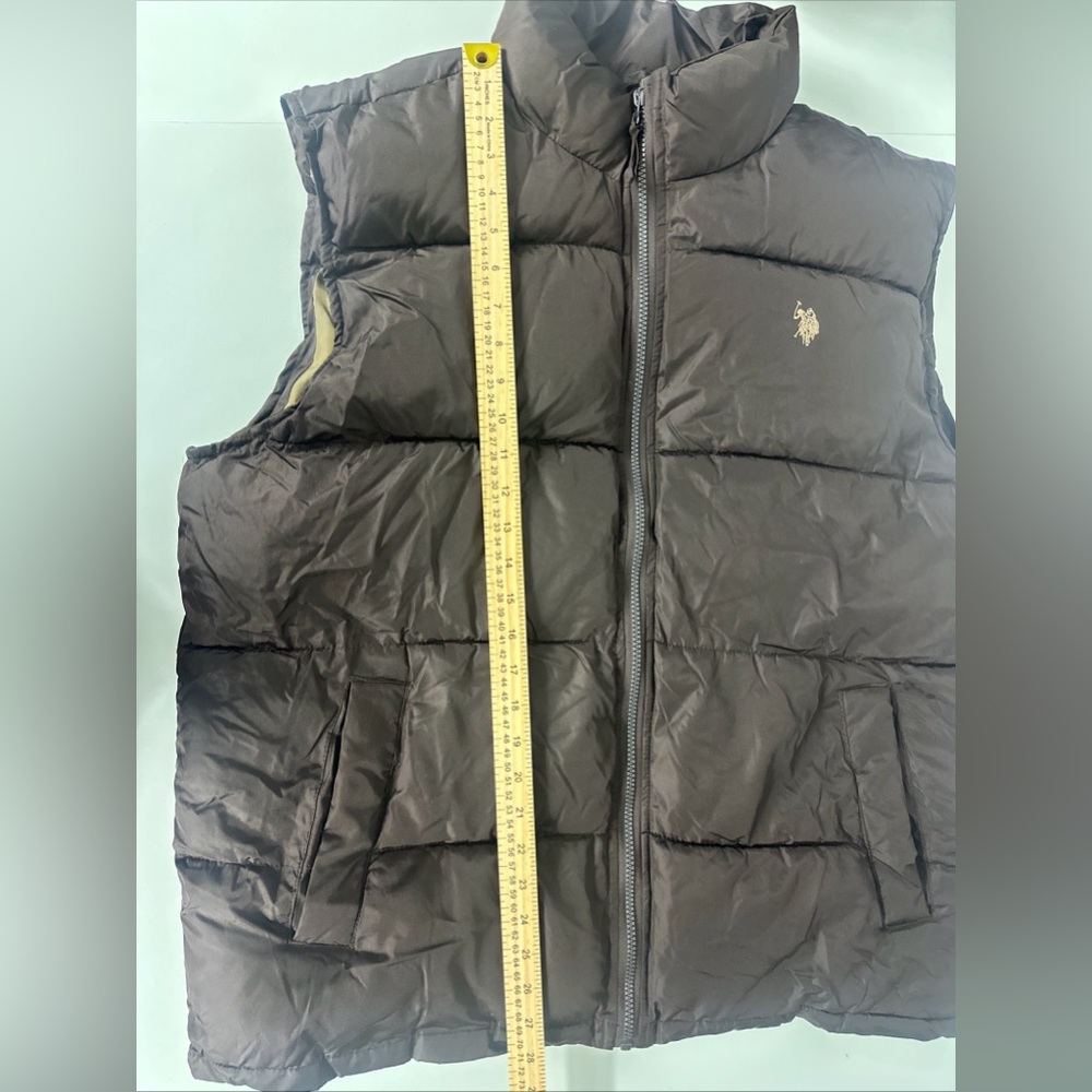 NWT US Polo Assn Mens Sz XL Sleeveless Full Zip Up Quilted Puffer Vest Brown - Picture 5 of 9
